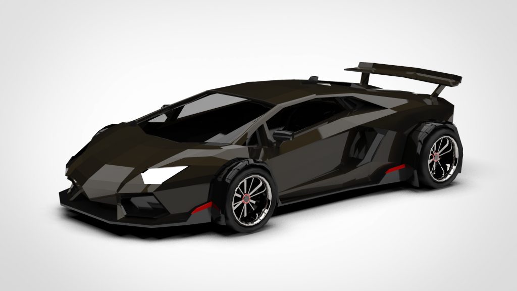 图片[2]-Lamborghini Aventador Black Low Poly