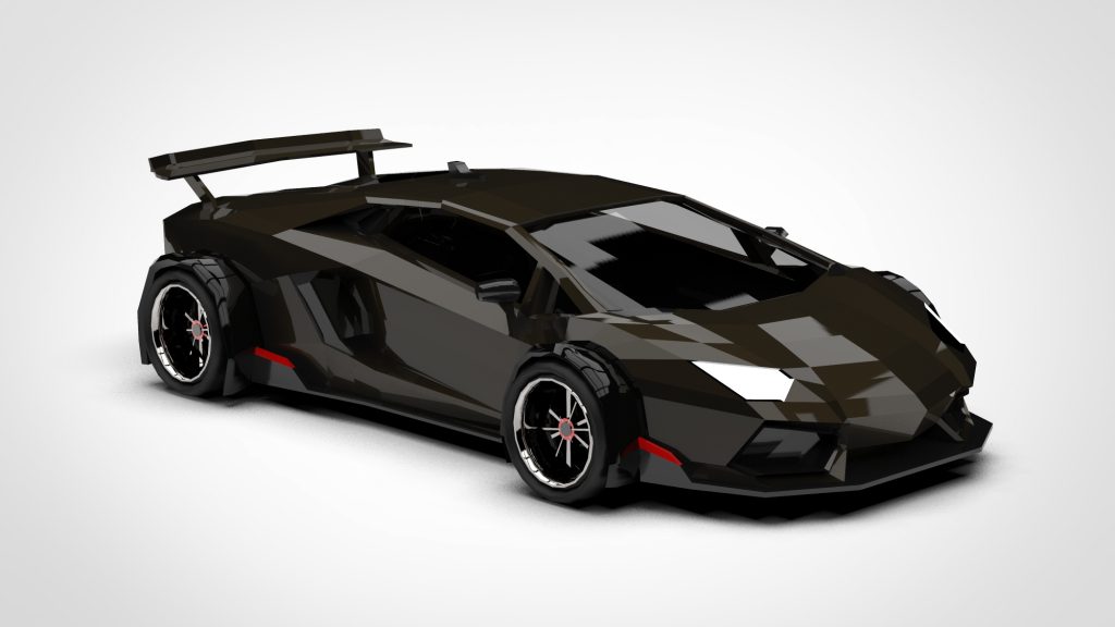 图片[3]-Lamborghini Aventador Black Low Poly